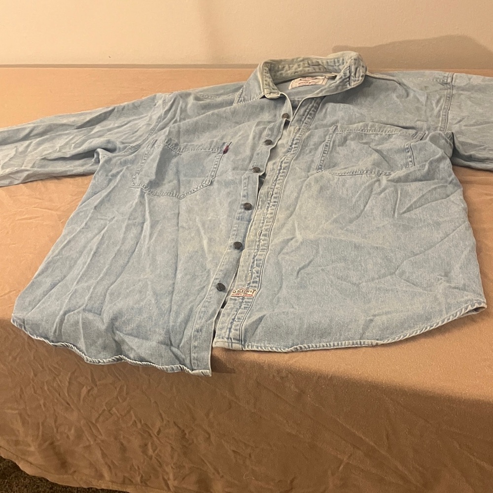 Bugle Boy Light Blue Denim long sleeve Button-Down Shirt